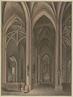 Chapel Prints: View into the side chapel of a Gothic church