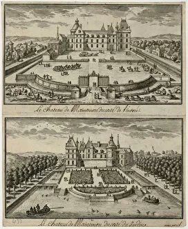 Absolutism Gallery: View of the Chateau de Maintenon from the entrance and from the garden, 17th century