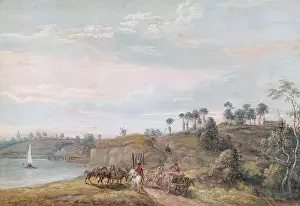 Chatham Kent England Prints: View of Chatham, on the River Medway, Rochester in Distance, 1802. Creator: Paul Sandby