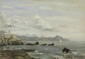Italy Europe Prints: View of the Church of Boccadasse in Genoa and the promontory of Portofino