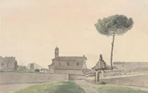 Aurelian Walls Collection: View of the Church of San Pancrazio, Rome, from the South, 1834