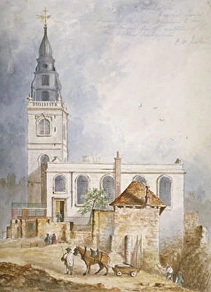 St Michael Gallery: View of the Church of St Michael, Crooked Lane, City of London, 1831