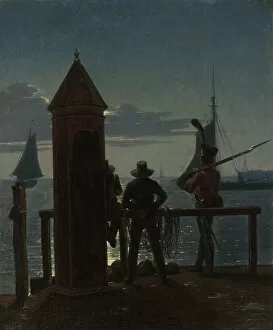 Silhouette Collection: View from the Citadel Ramparts in Copenhagen by Moonlight, 1839. Creator: Martinus Rorbye