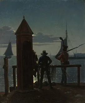 Martinus Christian Wesseltoft Roerbye Prints: View from the Citadel Ramparts in Copenhagen by Moonlight, 1839. Creator: Martinus Rorbye