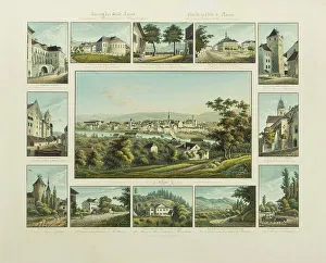 Birds Eye View Prints: View of the city of Aarau, 1832-1833. Creator: Isenring, Johann Baptist (1796-1860)