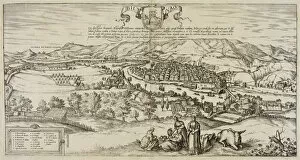 Braun Gallery: View of the city of Bilbao. Engraving of 1544 for the play Civitates Orbis Terrarrum
