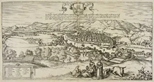 Maps Prints: View of the city of Bilbao. Engraving of 1544 for the play Civitates Orbis Terrarrum