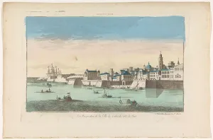 Harbour Wall Prints: View of the city of Cádiz, 1745-1775. Creator: Anon