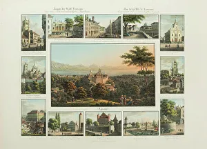 Birds Eye View Prints: View of the city of Lausanne, 1832-1833. Creator: Isenring, Johann Baptist (1796-1860)