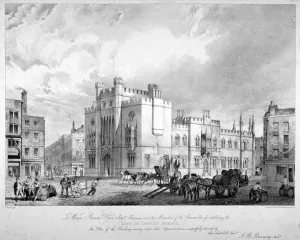 Madeley Prints: View of the City of London School, Honey Lane Market, Milk Street, City of London, 1835