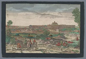 Prepared Paper Prints: View of the city and the Palace of Versailles, 1742-1801. Creator: Anon