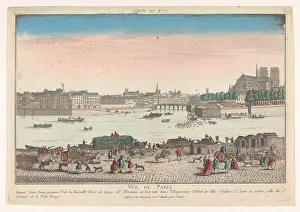 4th Arrondissement Prints: View of the city of Paris seen from the Quai de Miramion, 1745-1775. Creator: Anon