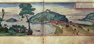 Library Of The University Gallery: View of the city of San Sebastian. Engraving in Civitates Orbis Terrarum, 1576