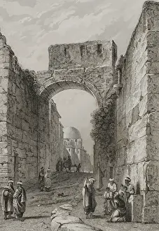 View of a city street, Jerusalem, 1840. Creator: Charles Nicolas Ransonnette