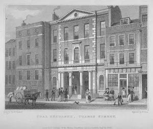 View of the Coal Exchange in Thames Street, City of London, 1830. Artist: R Acon