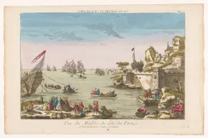 Malta Prints: View of a coast with a fortress in Malta, 1700-1799. Creator: Anon