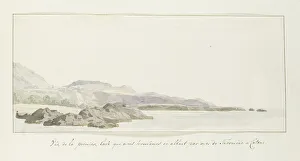 Volcanic Prints: View of the coast at Taormina with lava stream, 1778. Creator: Louis Ducros