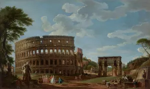 Roman School Prints: View of the Colosseum and the Arch of Constantine