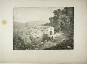 Charles Philibert De Lasteyrie Prints: View of a Convent on the Site of the House of Horace, c. 1817. Creator: Claude Thiénon