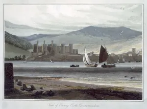 Irish Sea Prints: View of Conway Castle, Caernarvonshire, Wales, 1814-1825. Artist: William Daniell