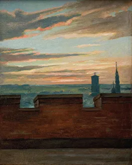 Martin Rorbye Prints: View of Copenhagen at Sunset, 1845-1849. Creator: Martinus Rorbye