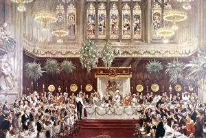House Of Windsor Collection: View of the Coronation luncheon for King George V and Queen Mary consort, London, 1911