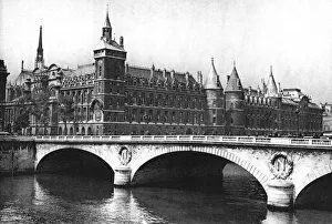 Palais De Justice Prints: View of the Courts of Justice and the Pont Neuf from the River Seine