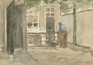 Weissenbruch Jan Hendrik Prints: View of a courtyard from the artist's studio in Kazernestraat in The Hague