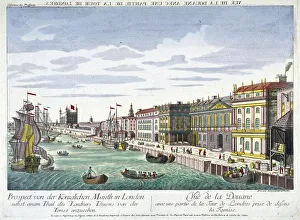 Custom House Prints: View of Custom House and River Thames, London, c1760. Artist: George Godofroid Winkler