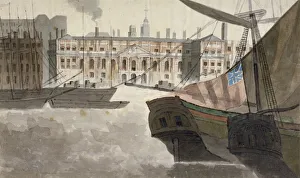 Custom House Prints: View of the Custom House from the River Thames, City of London, 1810
