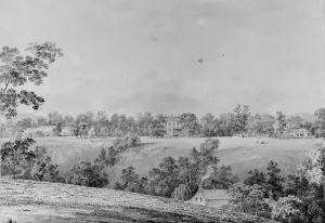 View of David Hosack Estate, Hyde Park, New York, from the East (from Hosack Album), ca