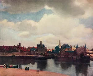 Zuid Holland Prints: View of Delft from the Rotterdam Canal, 1660-61, (1912). Artist: Jan Vermeer
