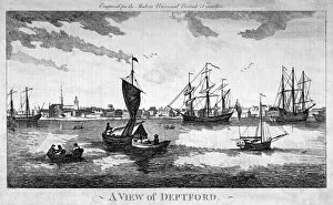 Deptford Gallery: View of Deptford across the River Thames, London, c1790. Artist