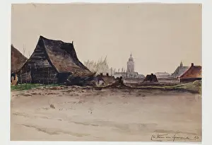 Barn Prints: View of Deventer Taken from the Outskirts, 1870. Creator: Carel Nicolaas Storm