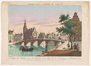 Imperial Franciscan Academy Prints: View of the Doelen Bridge over the Amstel in Amsterdam