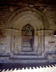 Sanctuary Prints: View of the door of the hermitage of San Pelayo, both the door and windows are pointed