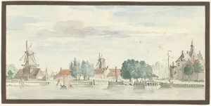 City Gate Prints: View of Dordrecht with the Rietdijkspoort and Windmills, 1744. Creator: Aert Schouman