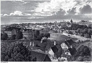 Estonia Prints: View of Dorpat, c. 1850. Artist: Stavenhagen, Wilhelm Siegfried (1814-1881)