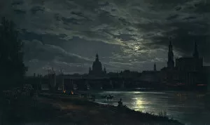 Dahl Gallery: View of Dresden by Moonlight, 1839. Artist: Dahl, Johan Christian Clausen (1788-1857)