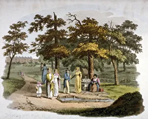 Open Space Prints: View of a drinking well, Hyde Park, Westminster, London, 1812. Artist: William Pickett