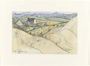 Toorop Jan Prints: View from the dunes on Koog on Texel, 1917. Creator: Jan Toorop