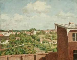 Brick Wall Prints: View from Düsseldorf, 1865. Creator: August Jernberg