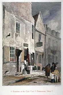 View of the east gate remains of the Abbey of St Saviour, Bermondsey, London, 1851