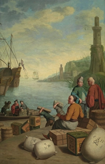 Sack Prints: View of a Eastern Harbour, 1772. Creator: Jan Josef Horemans II