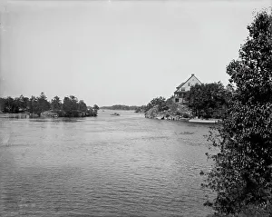 Lodge Prints: View up from Echo Lodge, Thousand Islands, (1901?). Creator: Unknown