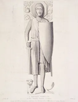 Chivalry Prints: View of the effigy of a knight from Temple Church, London, 1840. Artist: George Hollis