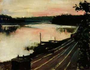 Helsinki Finland Europe Prints: View from Elaintarha at Sunset, 1886. Creator: Akseli Gallen-Kallela