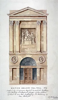 Pall Mall Prints: View of the entrance to the British Institution, Pall Mall, Westminster, London, 1819