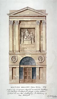 Charles James Richardson Gallery: View of the entrance to the British Institution, Pall Mall, Westminster, London, 1819
