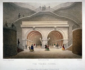 Th Shepherd Gallery: View of the entrance to the Thames Tunnel, London, 1854. Artist: Jules Louis Arnout